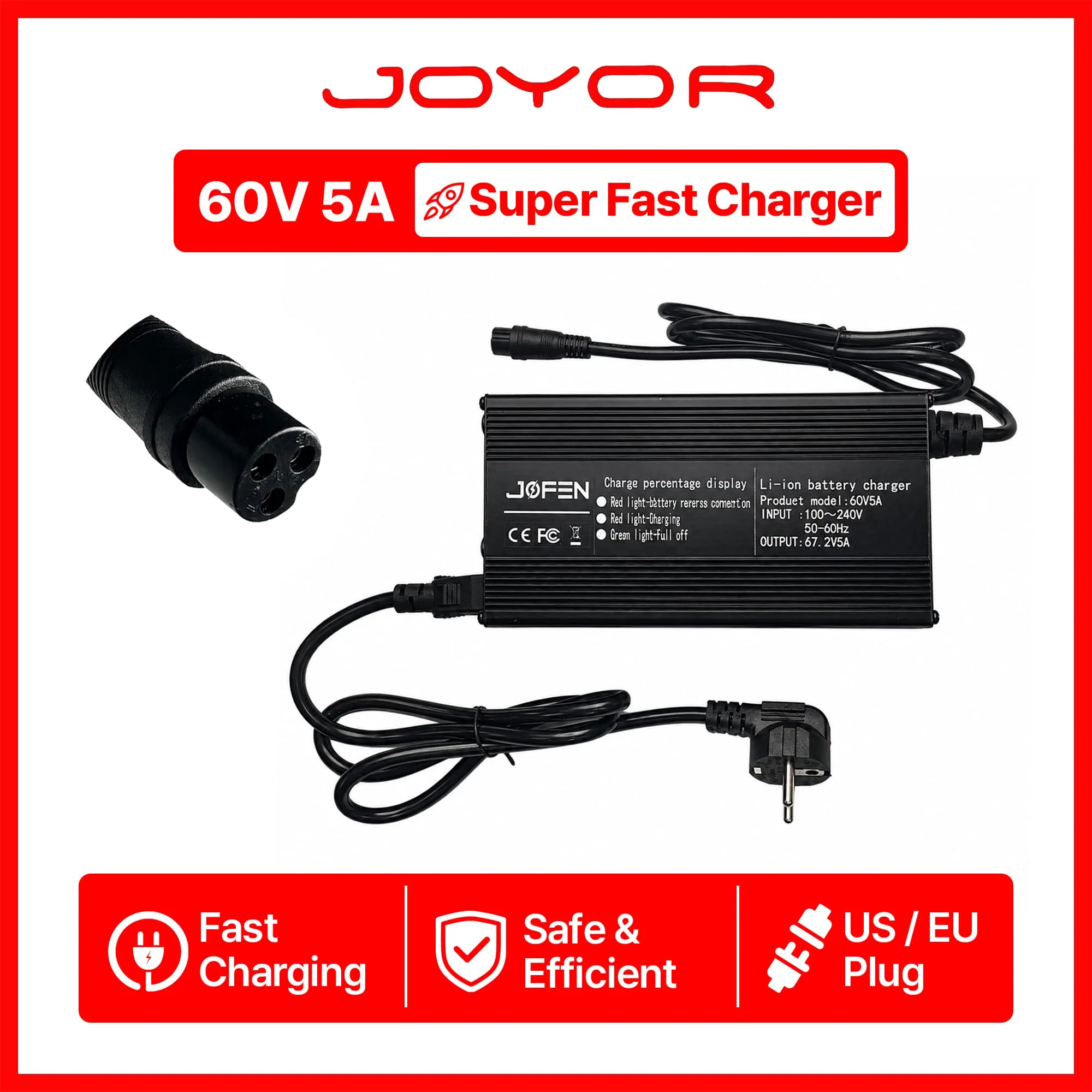 JOYOR S10S 60V 5A Fast Charger, US/EU Plug Options