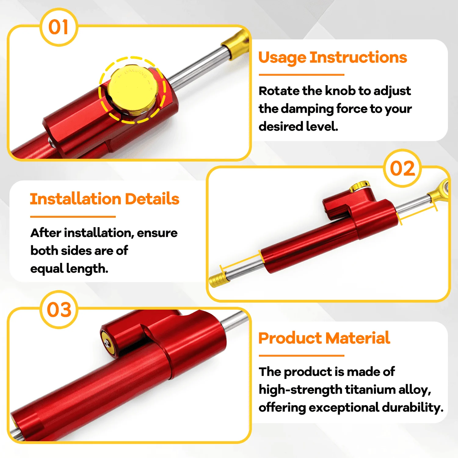 JOYOR T6E PRO T Series Damper (Red/Gold) - Image 8